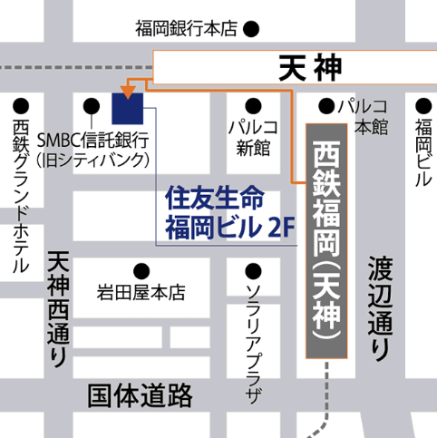 ベルリッツ福岡天神ランゲージセンターのアクセスを説明した図